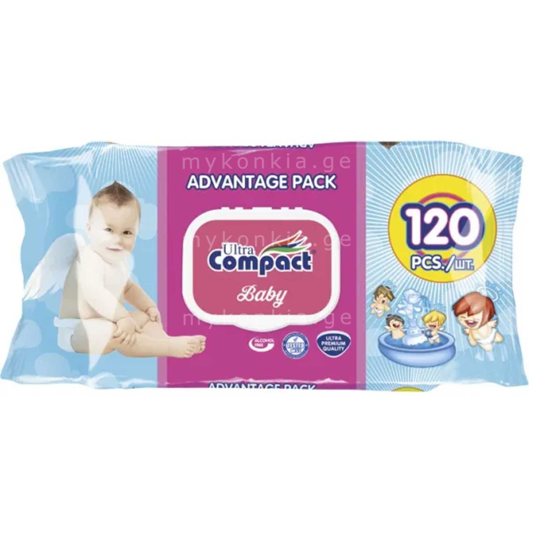 COMPACT სველი ხელსახოცი ენჯელს 120 ც 1 COMPACT სველი ხელსახოცი ენჯელს 120 ც