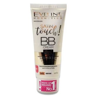 მრავალფუნქციური კრემი დამატენიანებელი შრატით - 002 BEIGE SATIN TOUCH BB CREAM 8 EVELINE