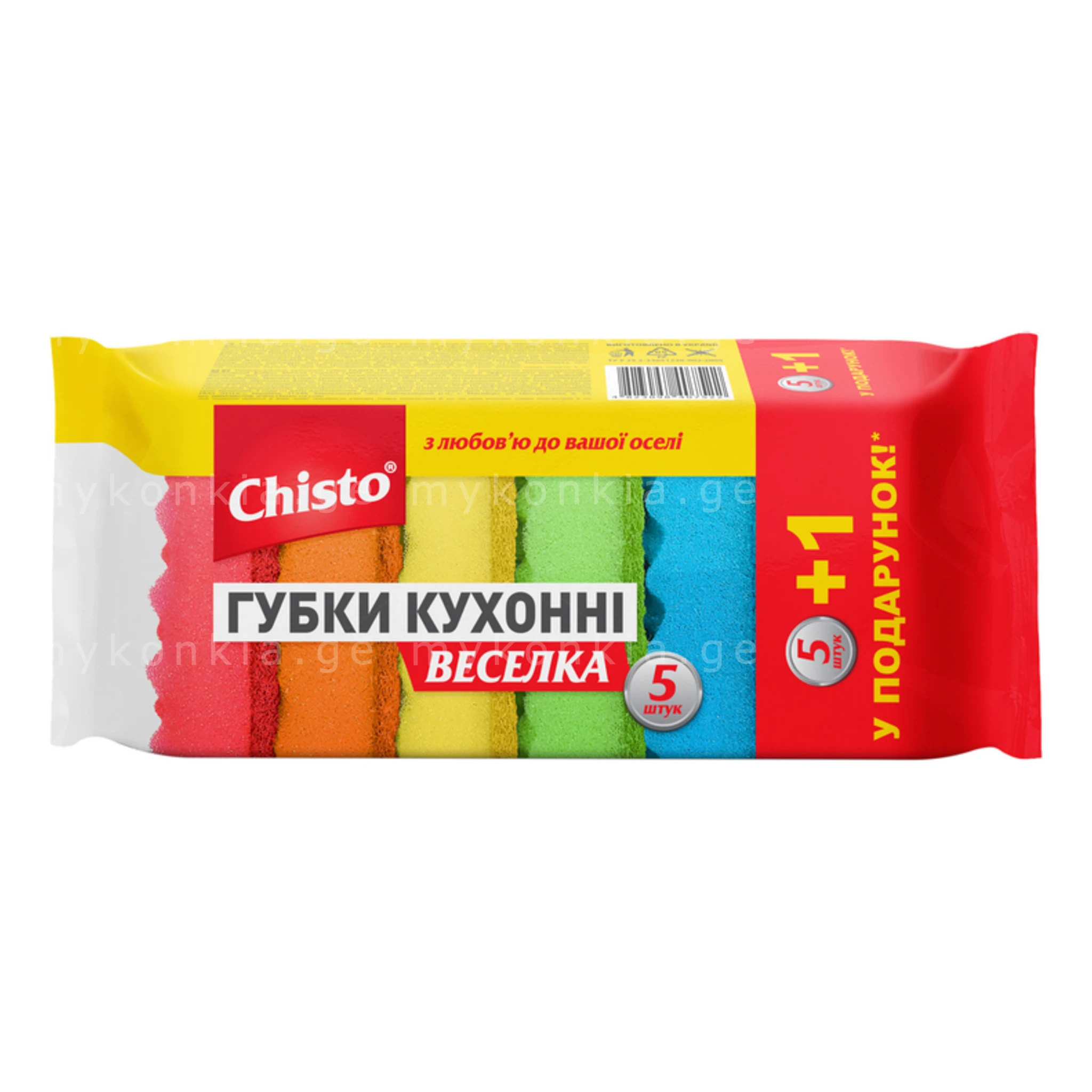 Chisto სამზარეულოს ღრუბელი 5+1 Pcs Rainbow 1 Chisto სამზარეულოს ღრუბელი 5+1 Pcs Rainbow