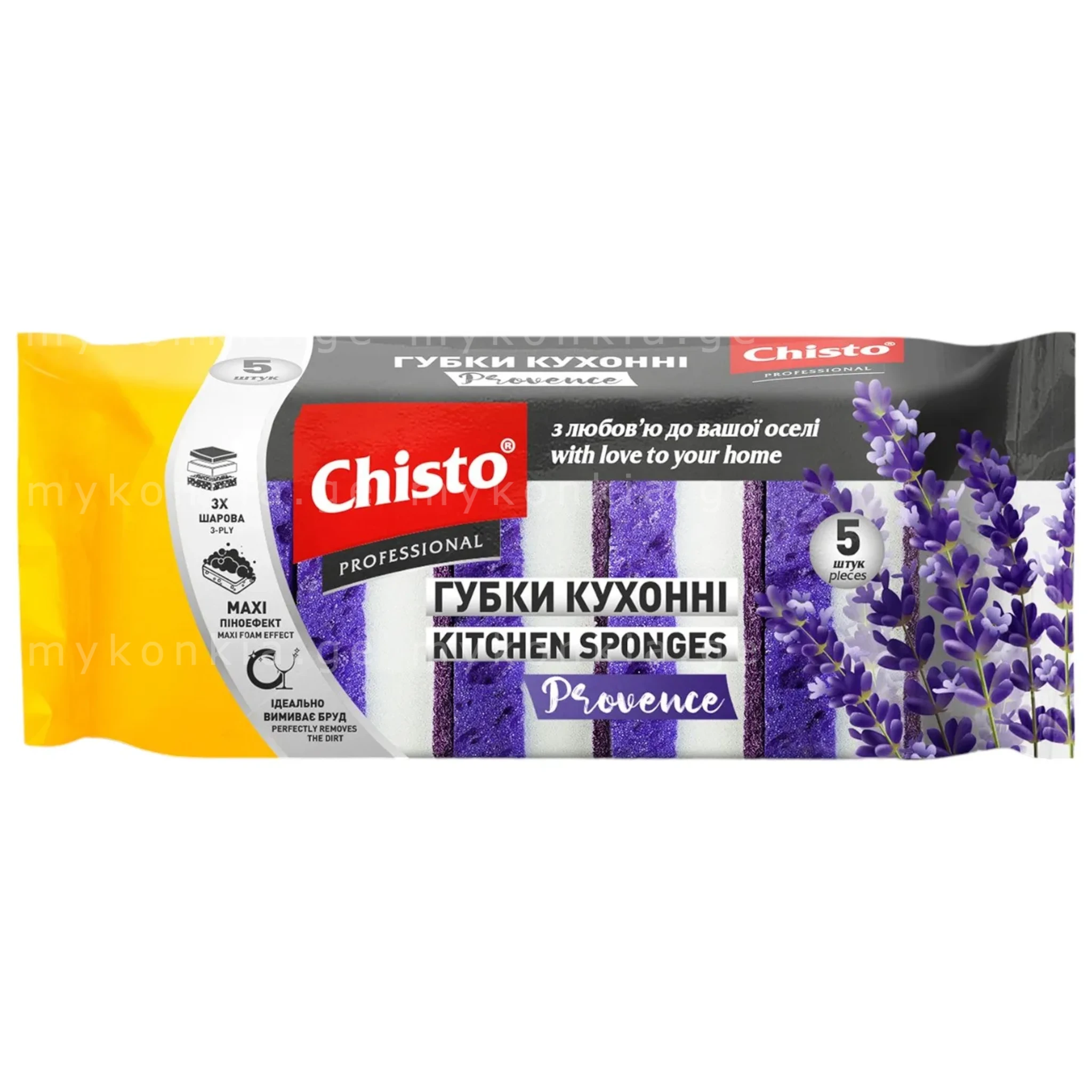 Chisto სამზარეულოს ღრუბელი 5 Pcs Provence 1 Chisto სამზარეულოს ღრუბელი 5 Pcs Provence