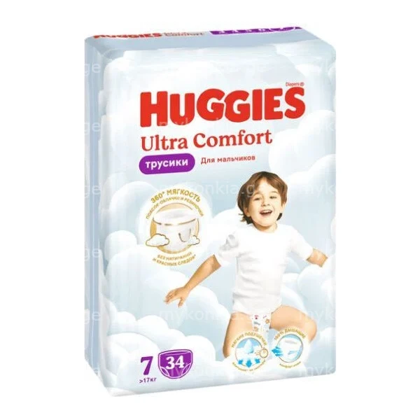Huggies Ultra Comfort ბიჭის საფენი ტრუსი 7 ზომა 34 ც. ჰაგისი 1 Huggies Ultra Comfort ბიჭის საფენი ტრუსი 7 ზომა 34 ც. ჰაგისი