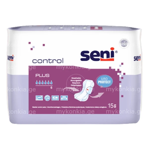 Seni Control plus - უროლოგიური საფენები ქალებისთვის, 15 ცალი 6 წვ 1 SENI
